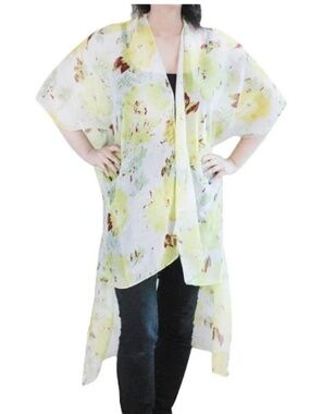 Zoe Madison Tropical Floral Duster Kimono : Yellow : New Production Samples